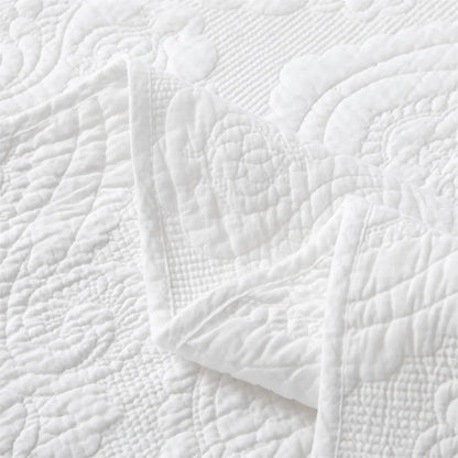 100% Cotton Embossed White Opal Coverlet Bedspread Set - Image 5