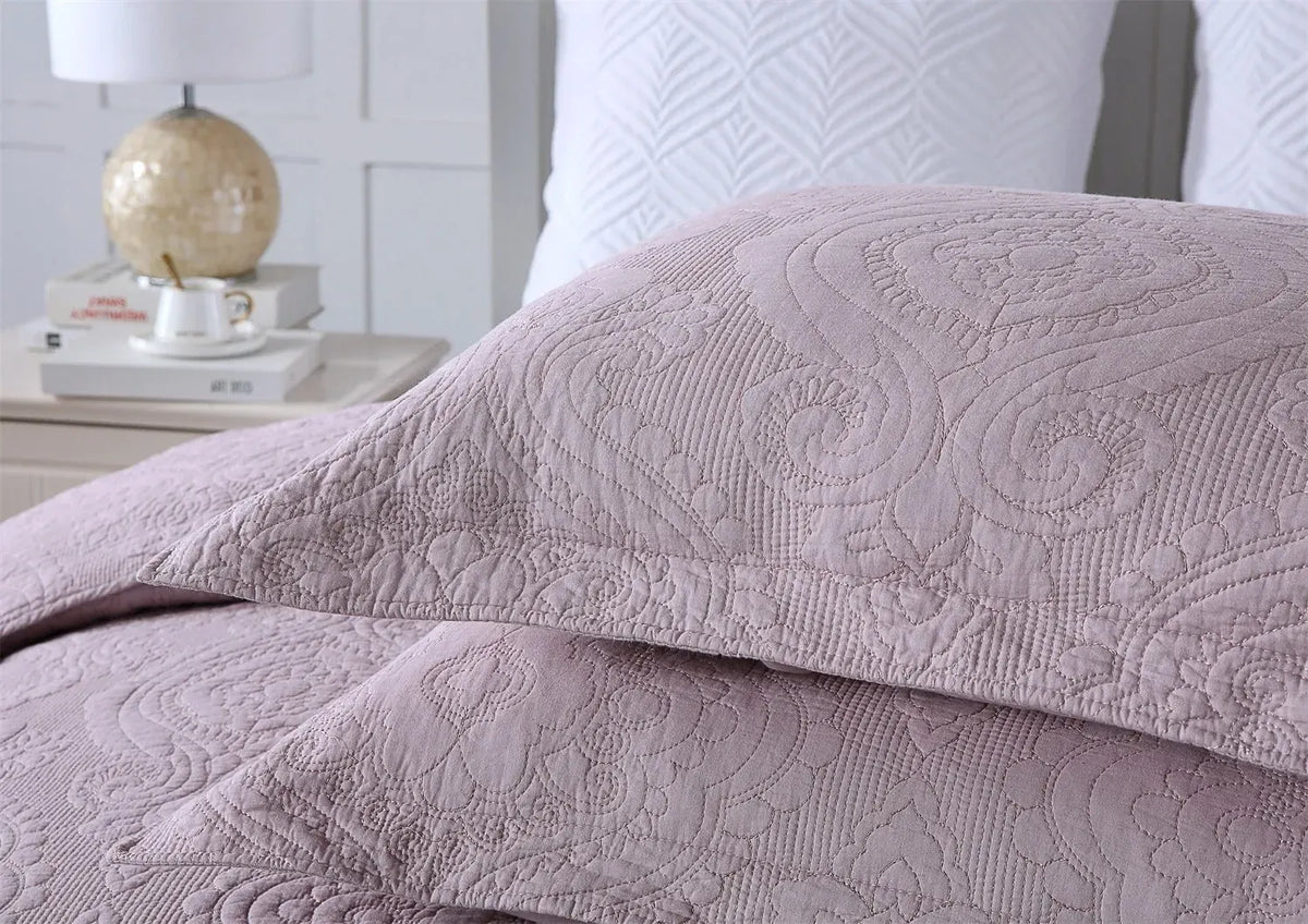 100% Cotton Embossed Lavender Bloom Haven Coverlet Bedspread Set - Image 2