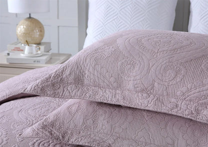 100% Cotton Embossed Lavender Bloom Haven Coverlet Bedspread Set - Image 2