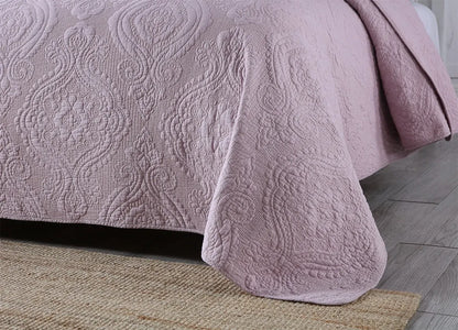 100% Cotton Embossed Lavender Bloom Haven Coverlet Bedspread Set - Image 3