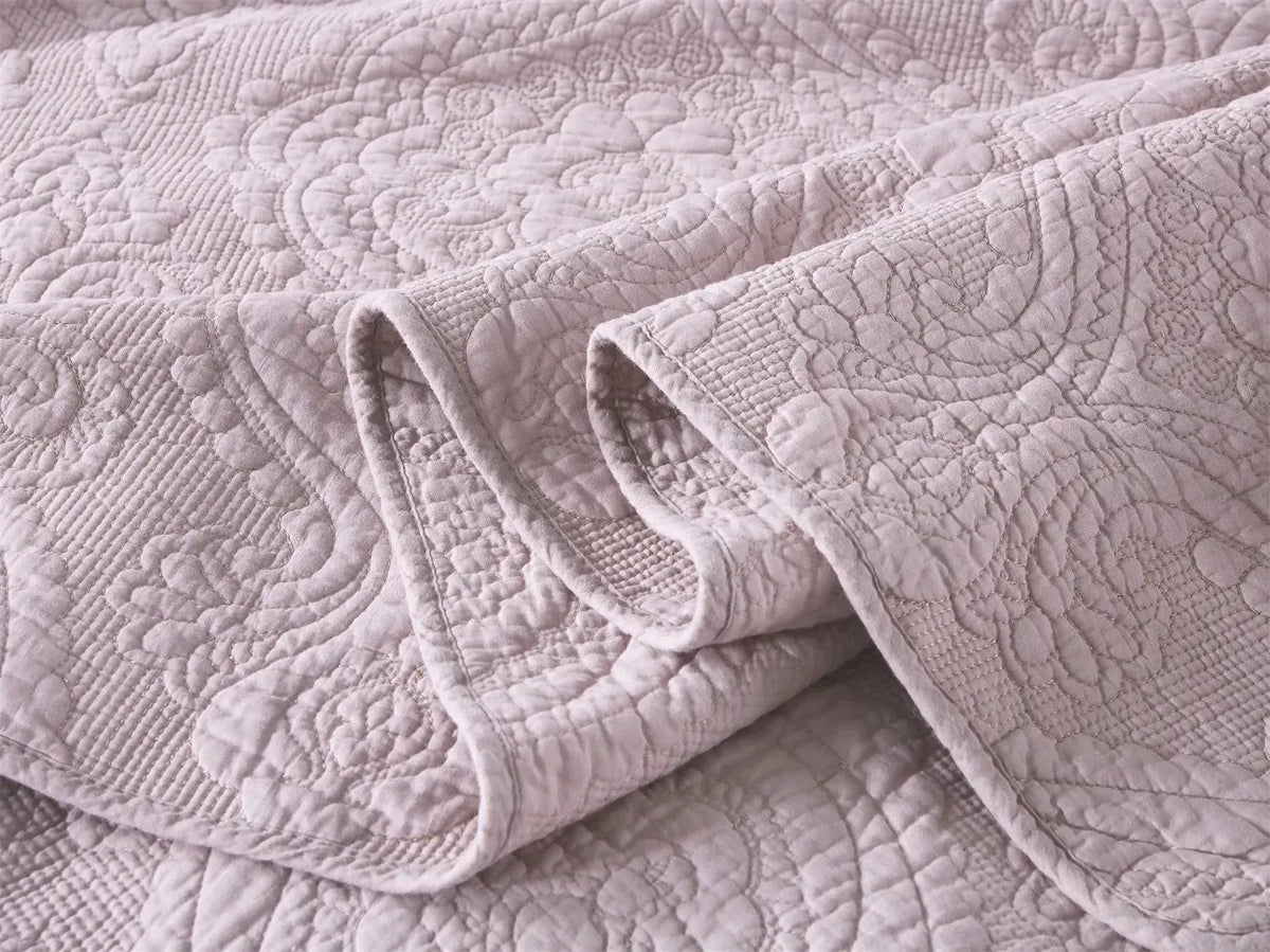 100% Cotton Embossed Lavender Bloom Haven Coverlet Bedspread Set - Image 5
