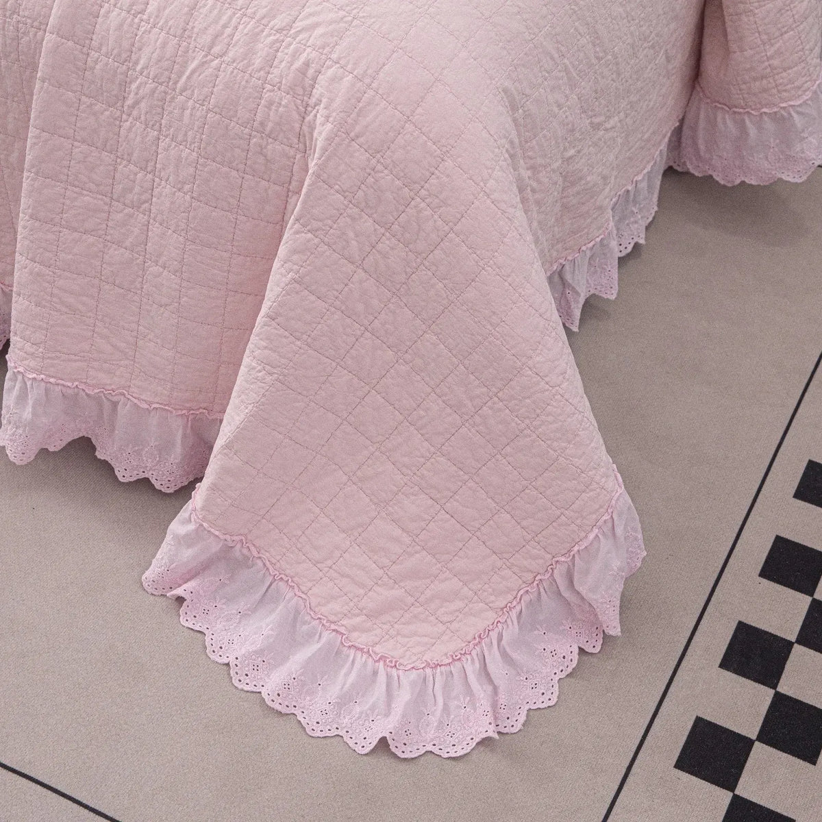 100% Cotton Embossed Pink Fringe Dream Coverlet Bedspread Set - Image 2