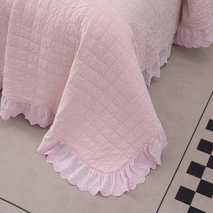 100% Cotton Embossed Pink Fringe Dream Coverlet Bedspread Set - Image 2