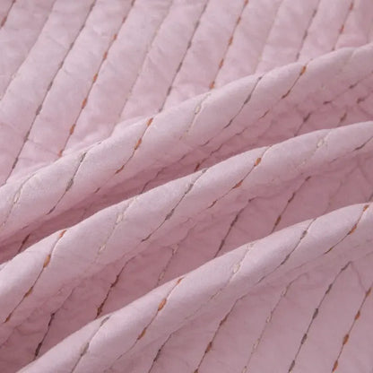 100% Cotton Embossed Pink Stripe Serenity Coverlet Bedspread Set - Image 2