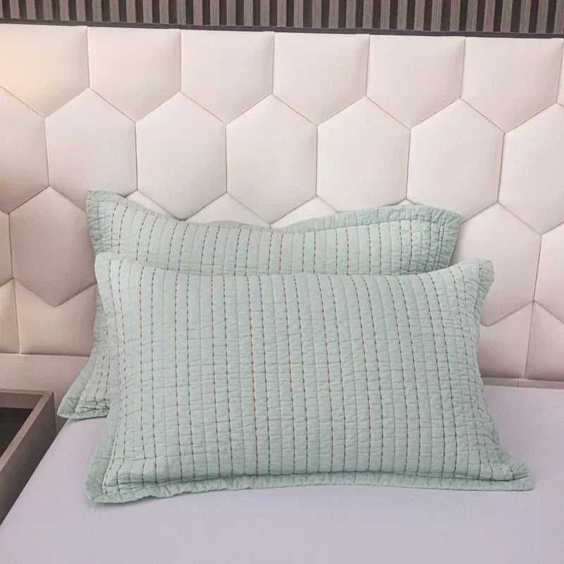 100% Cotton Embossed Mint Stripe Elysian Coverlet Bedspread Set - Image 2