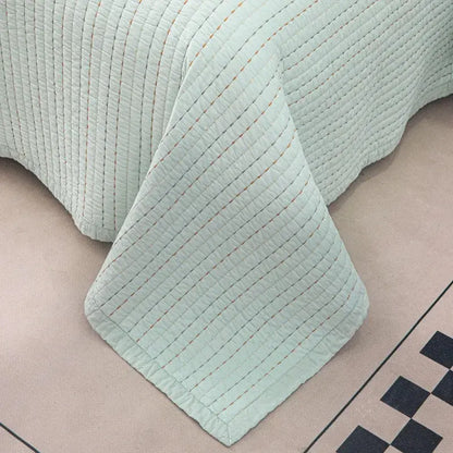 100% Cotton Embossed Mint Stripe Elysian Coverlet Bedspread Set - Image 3