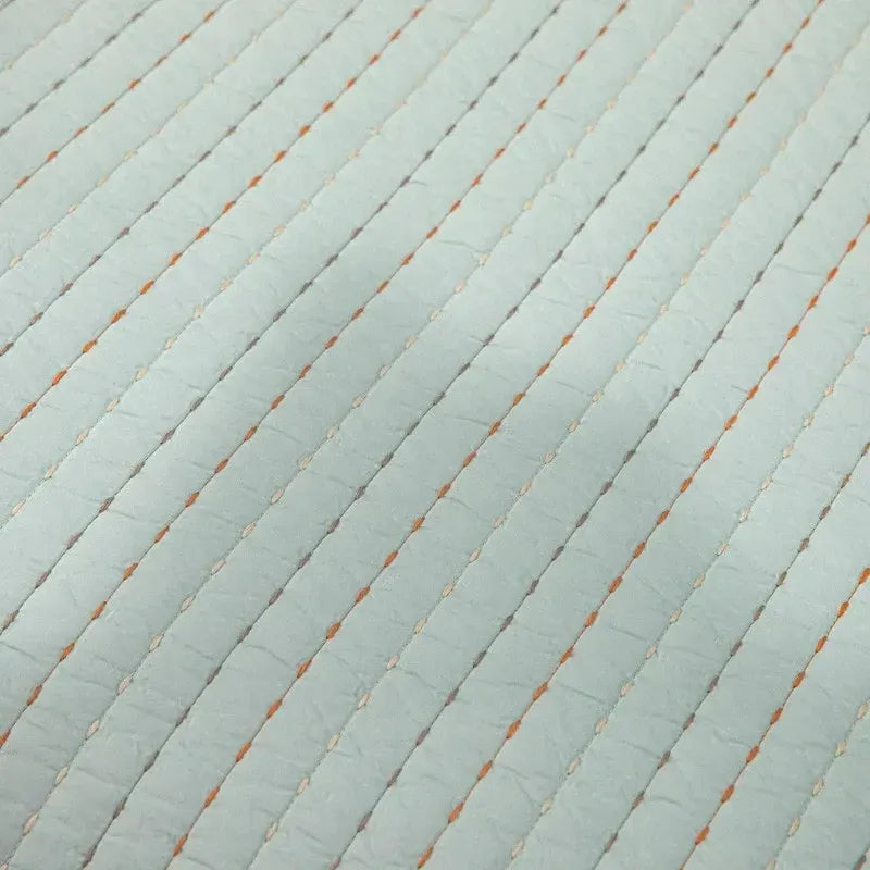 100% Cotton Embossed Mint Stripe Elysian Coverlet Bedspread Set - Image 4