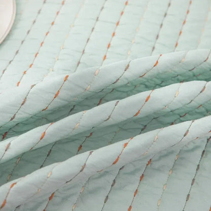 100% Cotton Embossed Mint Stripe Elysian Coverlet Bedspread Set - Image 5