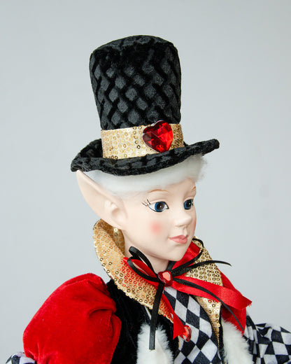 LUXURY CHRISTMAS CAROLLER ELF BLACK/RED 65CM - Image 2