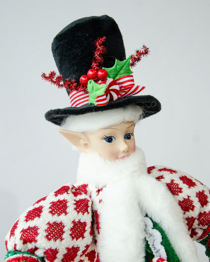 LUXURY CHRISTMAS CAROLLER ELF GREEN/RED 65CM - Image 3