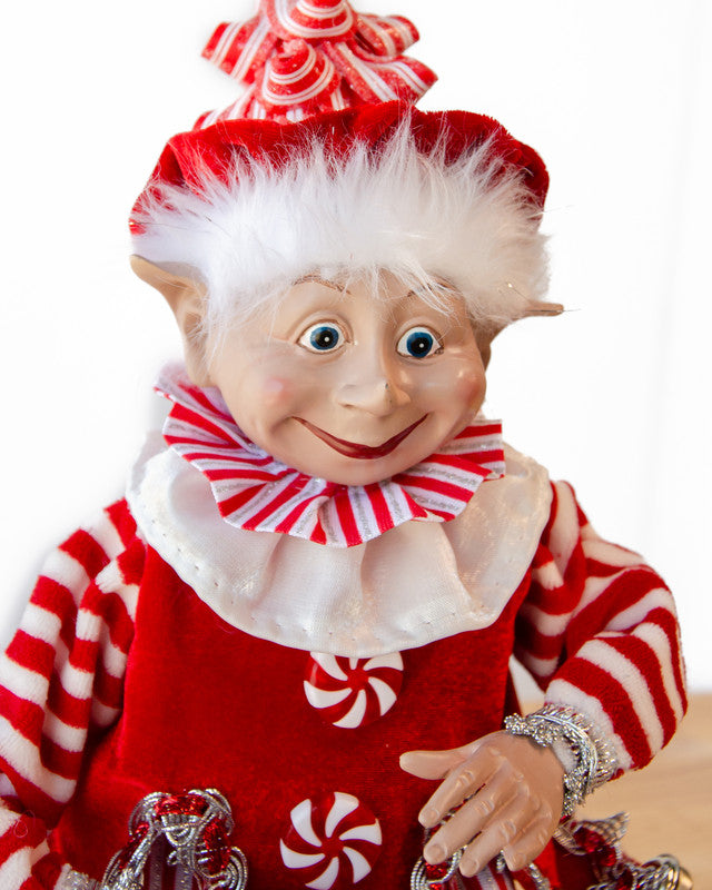 CHRISTMAS CANDY STRIPE BOY ELF RD/WH 65CM - Image 2