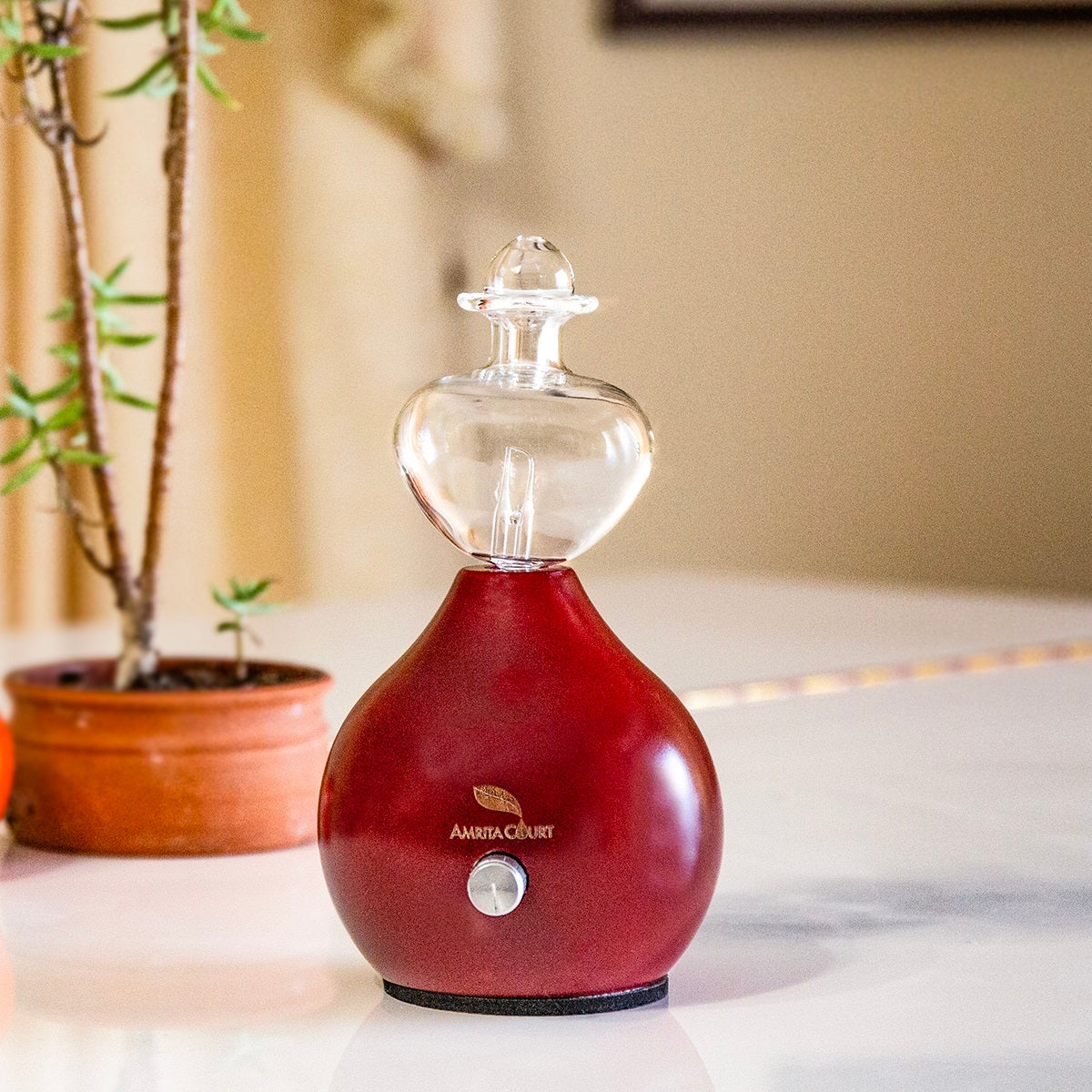Hour Glass Eco-Friendly Nebuliser Red | Waterless Aroma Diffuser | No Plastics Pure Essential Oil Diffusing - Image 2