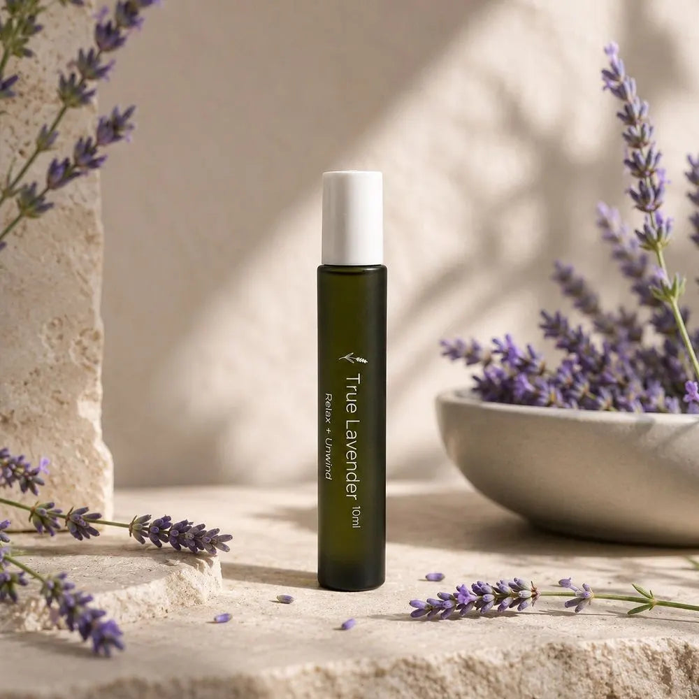 True Lavender Essential Oil Roller — Calming Ritual for Sleep, Stress & Emotional Reset