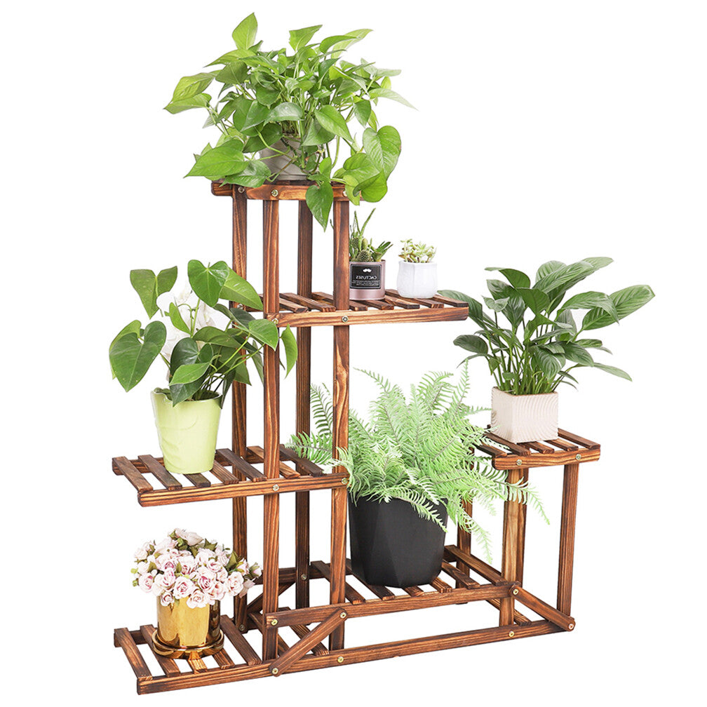 6-Tier Rustic Wooden Step Plant Stand - Image 2