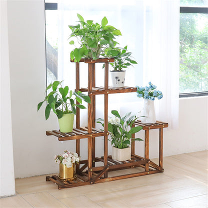 6-Tier Rustic Wooden Step Plant Stand - Image 6