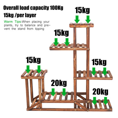 6-Tier Rustic Wooden Step Plant Stand - Image 7