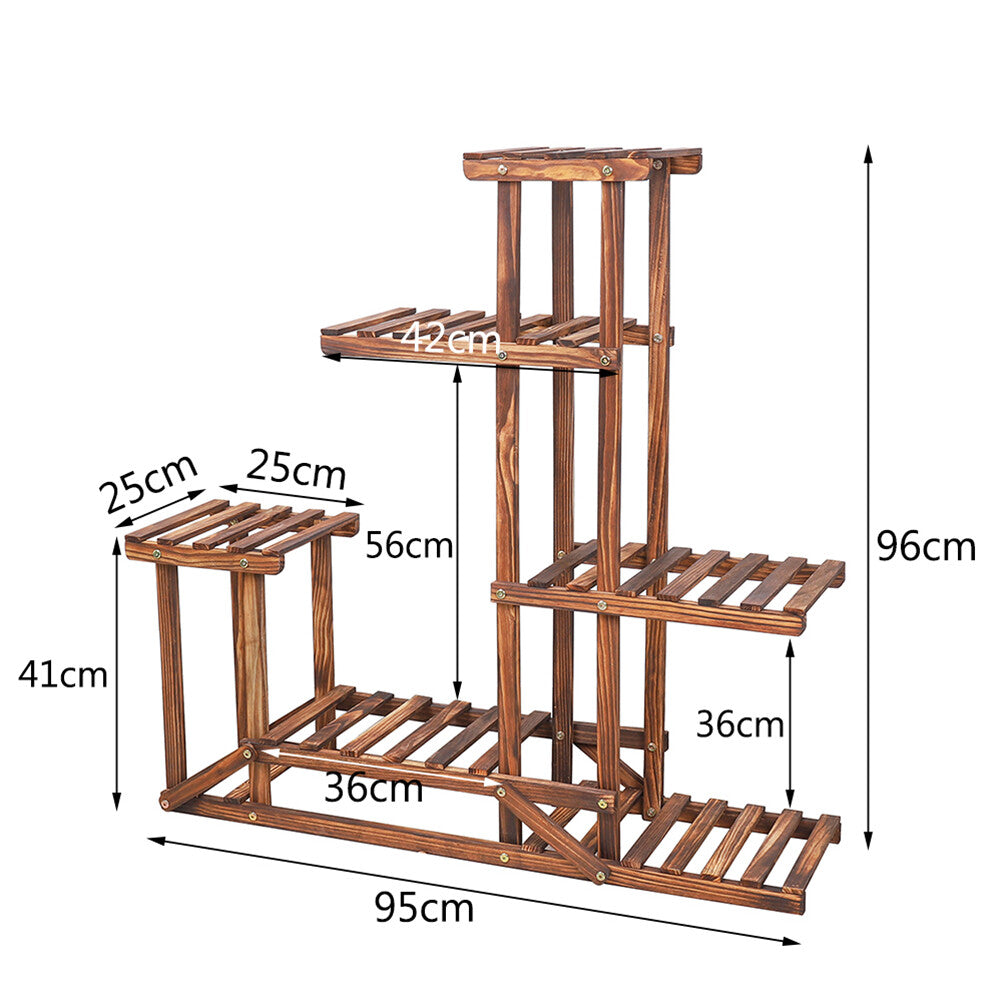 6-Tier Rustic Wooden Step Plant Stand - Image 8