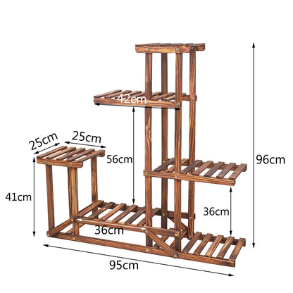 6-Tier Rustic Wooden Step Plant Stand - Image 8