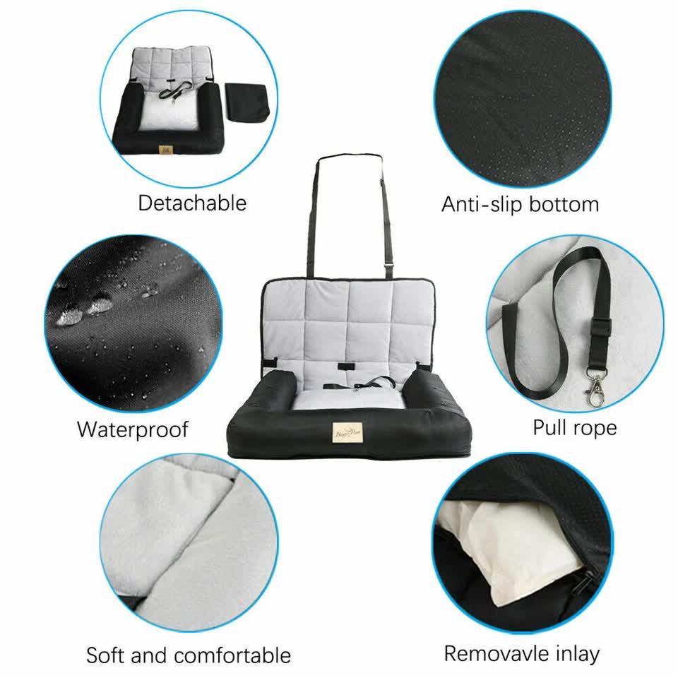 Medium Sized Waterproof Dog Car Seat Bed with Safety Belt - Image 6