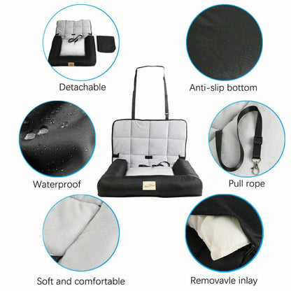 Small Waterproof Dog Car Seat Bed with Safety Belt - Image 6