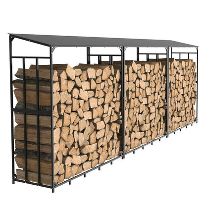 Heavy Duty Firewood Log Rack Large Storage Holder Shed Rack Outdoor Garden Yard - Image 2