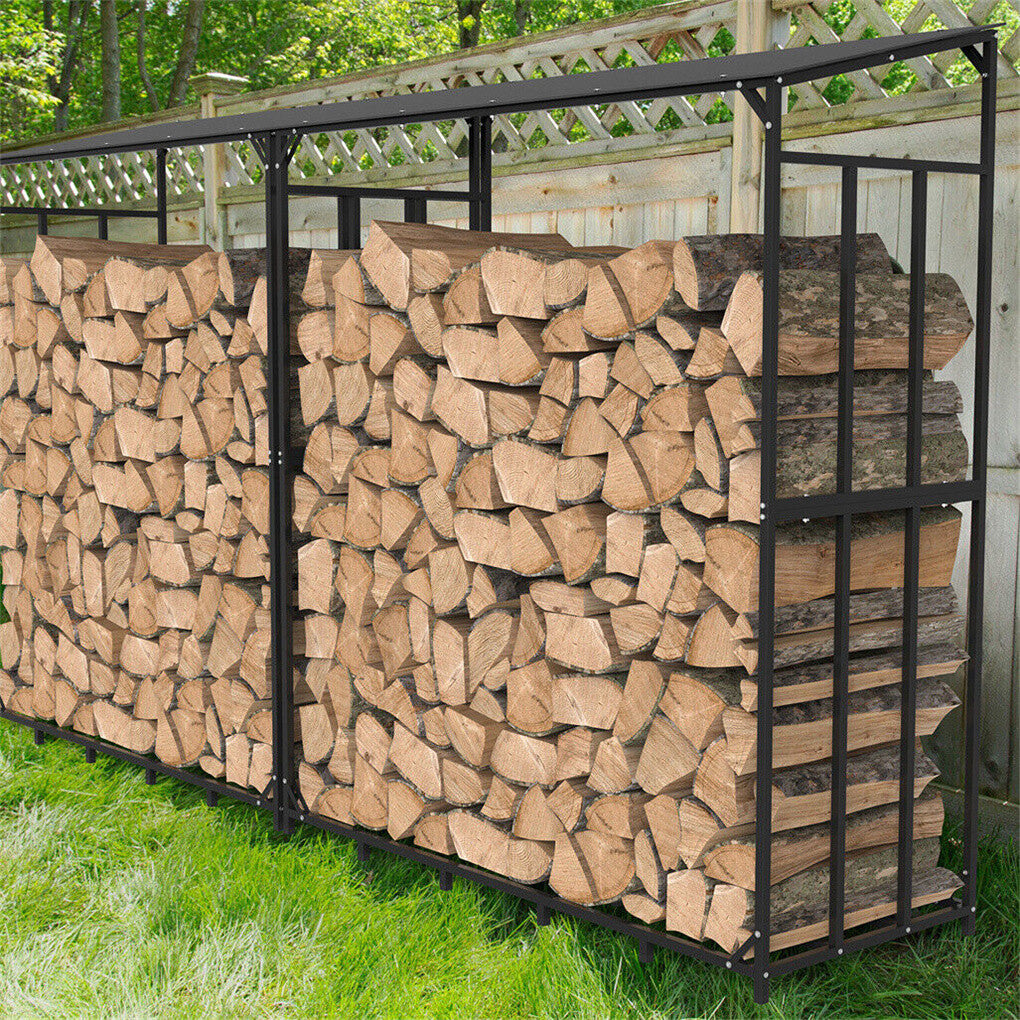 Heavy Duty Firewood Log Rack Large Storage Holder Shed Rack Outdoor Garden Yard - Image 3