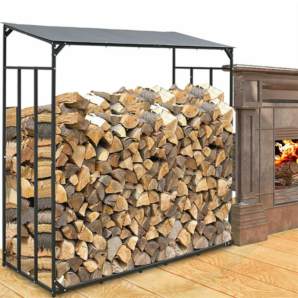Heavy Duty Firewood Log Rack Large Storage Holder Shed Rack Outdoor Garden Yard - Image 5