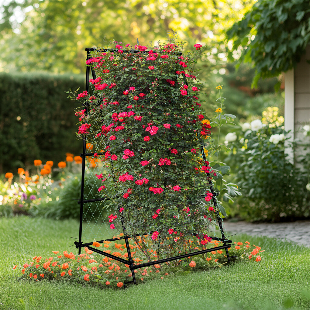 FIN Metal Garden Trellis Arch Climbing Plants Grow Support Frame with Ground Spikes - Image 3