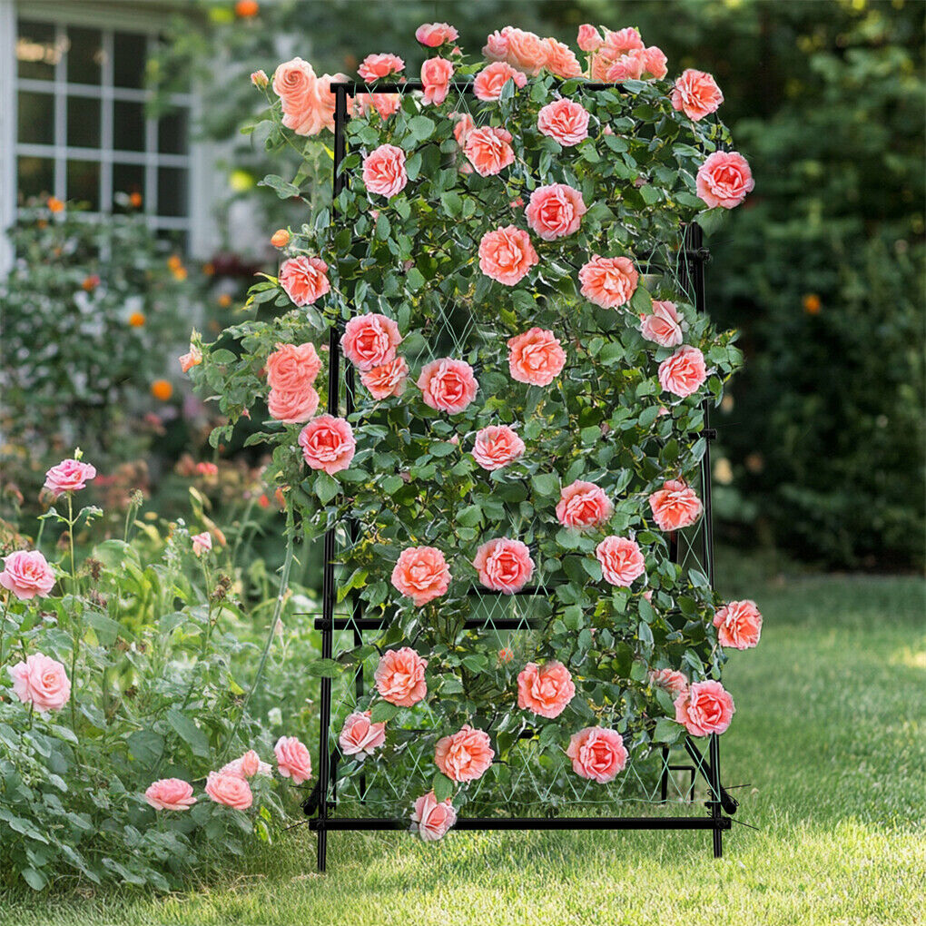 FIN Metal Garden Trellis Arch Climbing Plants Grow Support Frame with Ground Spikes - Image 6