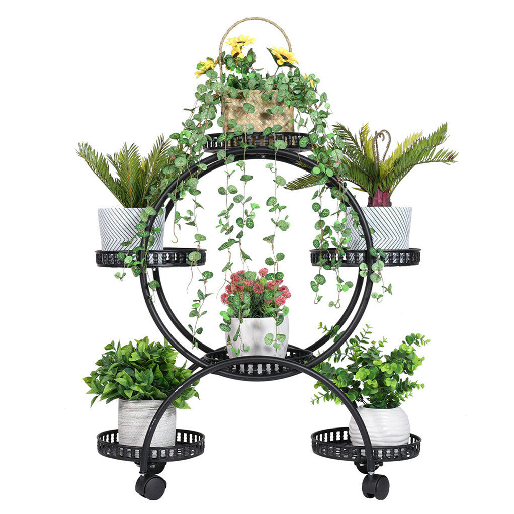Metal Plant Stand Rack 4Tier Indoor Flower Pot Stand with Wheels for Living Room - Image 4