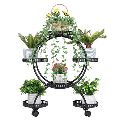 Metal Plant Stand Rack 4Tier Indoor Flower Pot Stand with Wheels for Living Room - Image 4