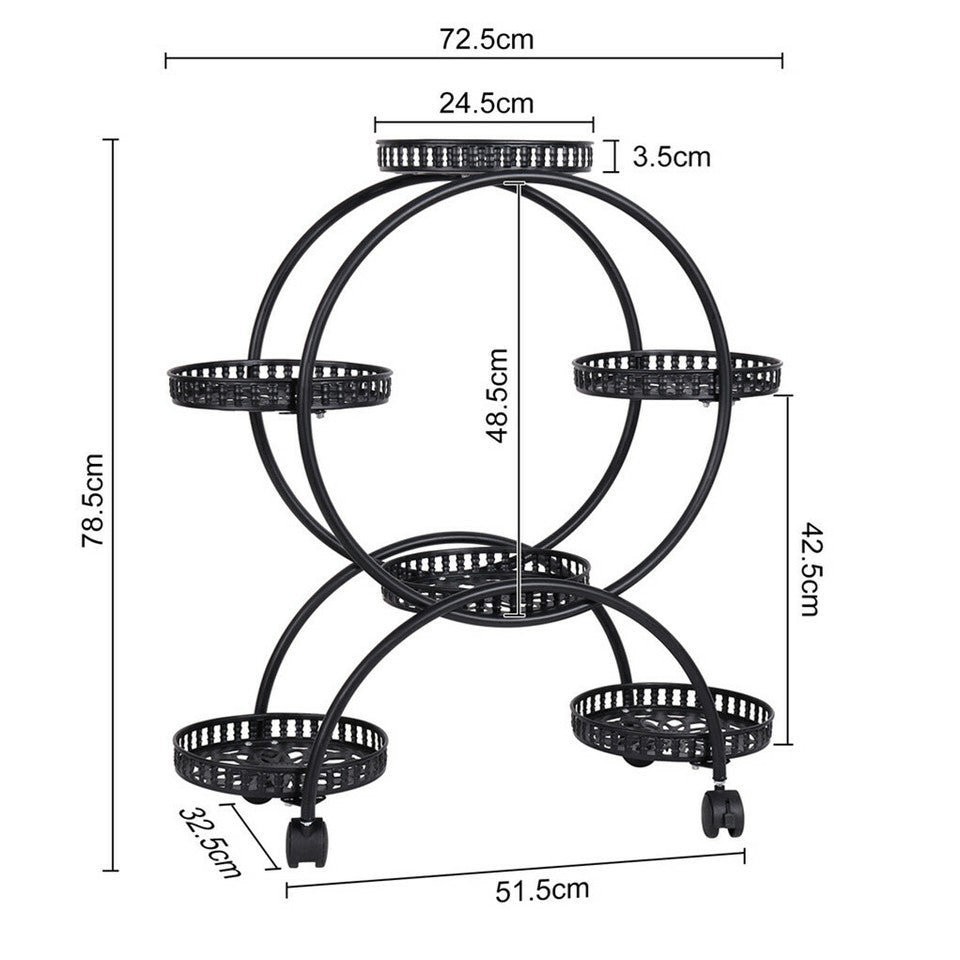 Metal Plant Stand Rack 4Tier Indoor Flower Pot Stand with Wheels for Living Room - Image 8