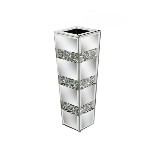 P&P Silver Diamond Inlaid Table Vase, Modern Decorative Centerpiece for Home