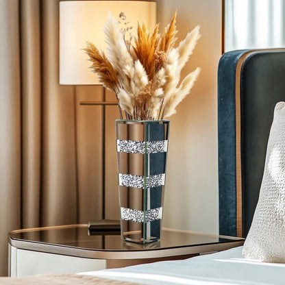P&P Silver Diamond Inlaid Table Vase, Modern Decorative Centerpiece for Home - Image 3