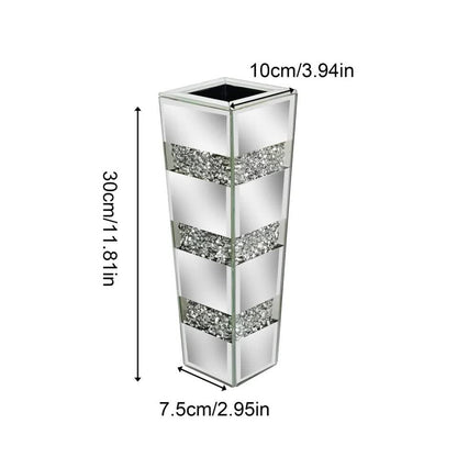 P&P Silver Diamond Inlaid Table Vase, Modern Decorative Centerpiece for Home - Image 4