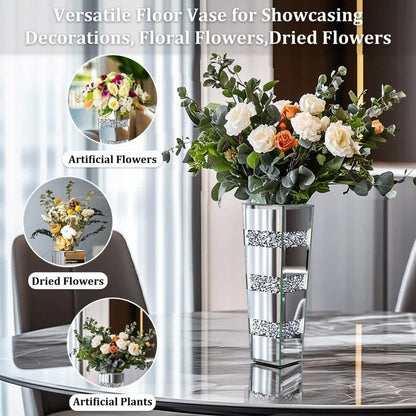 P&P Silver Diamond Inlaid Table Vase, Modern Decorative Centerpiece for Home - Image 5