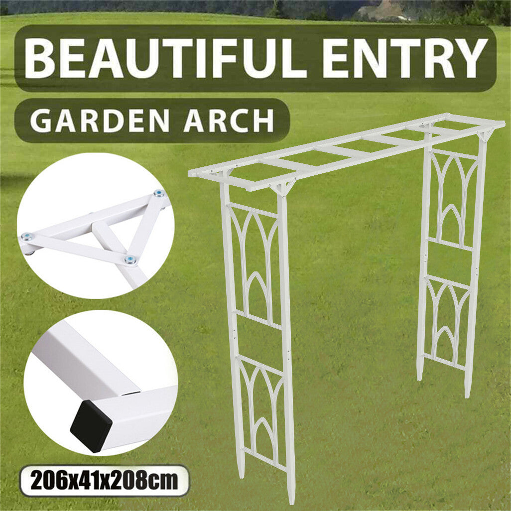 Decorative Metal Garden Trellis Arch Durable Steel Tubing Wedding Party Archway - Image 2