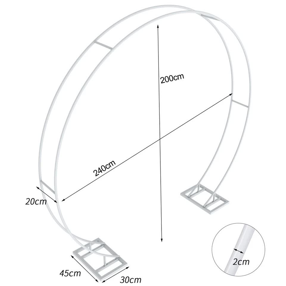 P&P Round Arch Backdrop Stand for Wedding Party Metal Pipe Frame Archway Decoration Indoor Outdoor Double Rails - Image 5