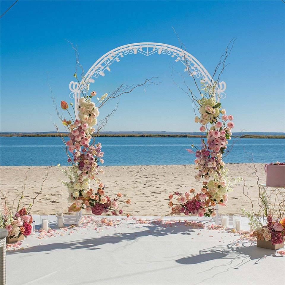 Fin Xl Decorative Double Rails Iron Arbor Garden Archway Trellis Metal Wedding Arch - Image 3