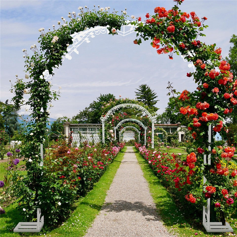 Fin Xl Decorative Double Rails Iron Arbor Garden Archway Trellis Metal Wedding Arch - Image 4
