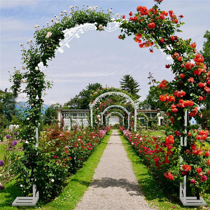 Fin Xl Decorative Double Rails Iron Arbor Garden Archway Trellis Metal Wedding Arch - Image 4