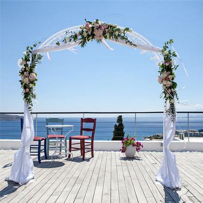Fin Xl Decorative Double Rails Iron Arbor Garden Archway Trellis Metal Wedding Arch - Image 6