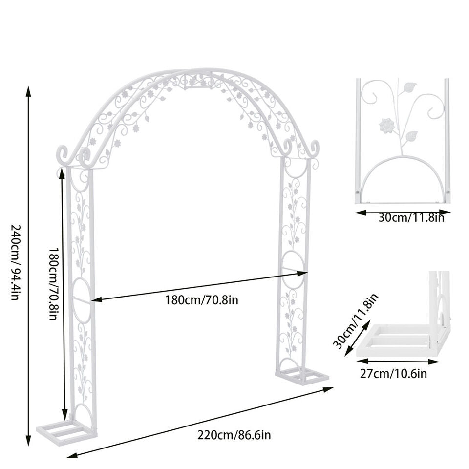 Fin Xl Decorative Double Rails Iron Arbor Garden Archway Trellis Metal Wedding Arch - Image 7