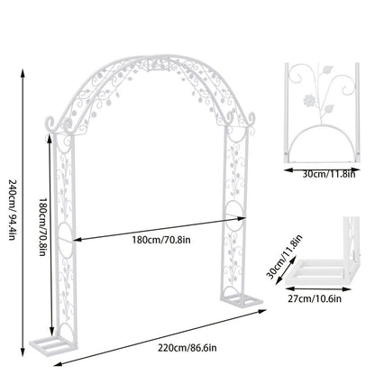 Fin Xl Decorative Double Rails Iron Arbor Garden Archway Trellis Metal Wedding Arch - Image 7