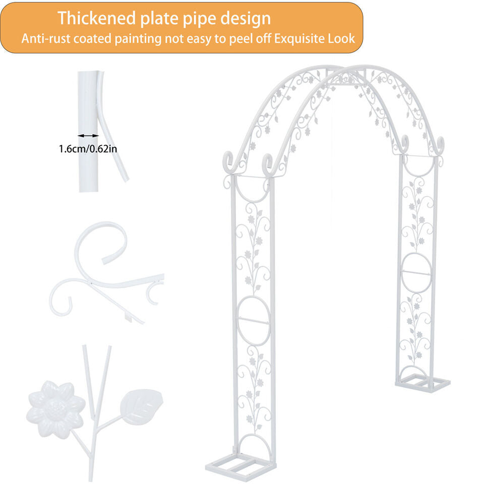 Fin Xl Decorative Double Rails Iron Arbor Garden Archway Trellis Metal Wedding Arch - Image 9