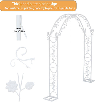 Fin Xl Decorative Double Rails Iron Arbor Garden Archway Trellis Metal Wedding Arch - Image 9