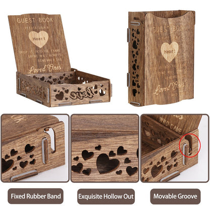 Wedding Guest Book Alternative with Stand+Storage Box+88PCS Wooden Hearts+Pens - Image 5