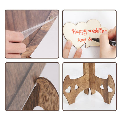 Wedding Guest Book Alternative with Stand+Storage Box+88PCS Wooden Hearts+Pens - Image 7