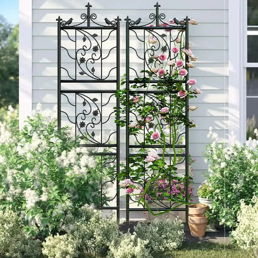2pcs Metal Garden Trellis Fence for Climbing Plants and Rose Support - Image 2