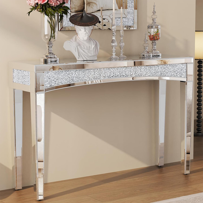 Crushed Diamond Mirrored Console Table Entrance Furniture - Image 2
